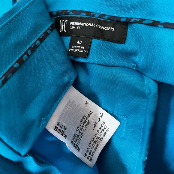 Men’s INC turquoise blue dress pants sz 40 - Picture 6 of 7